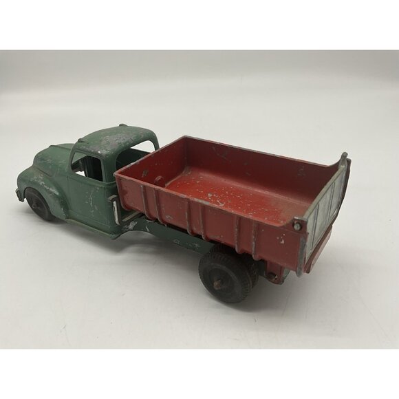 Hubley Vintage Diecast Green And Red #469 476 Kiddie Toy Dump Truck 9" Long x 3" - Picture 13 of 15